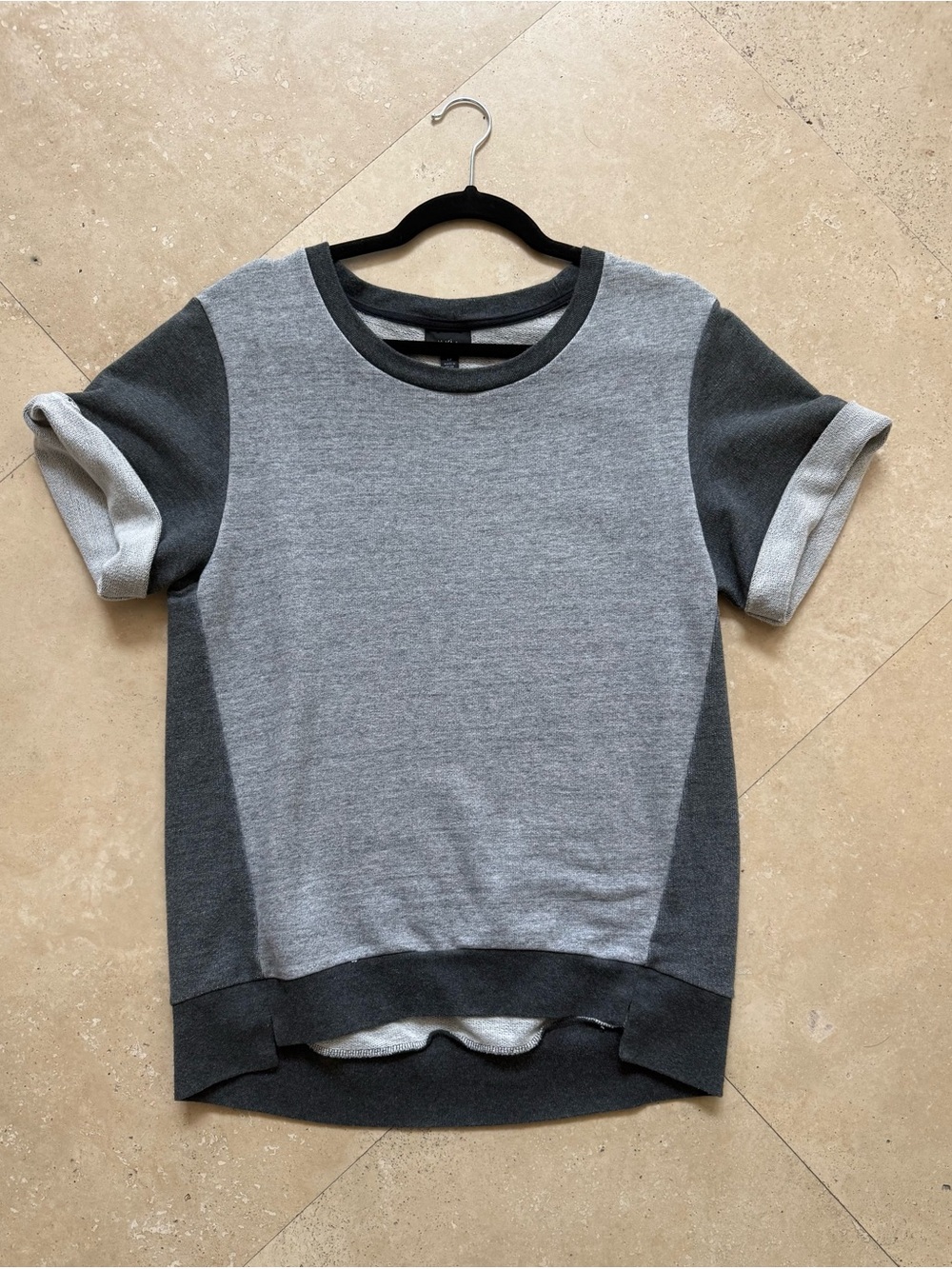 Mossimo Supply Co. Two-Tone Gray Short-Sleeve Sweatshirt